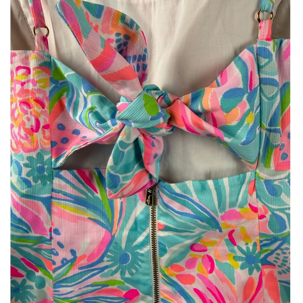 Lilly Pulitzer Tropical Punch Shelli Stretch Dress Floral Cotton Adj Strap Sz 8 - Picture 4 of 15